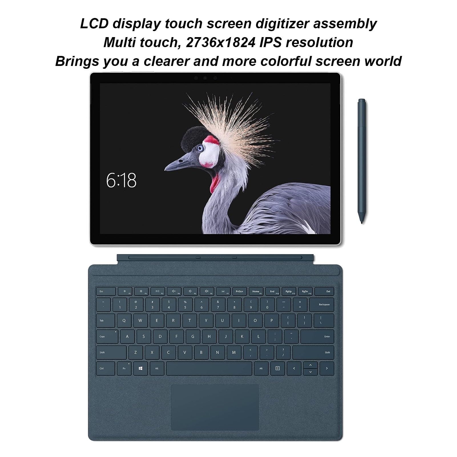 LCD Screen Replacement For Microsoft Surface Pro 5 6 1796 - 12.3" Touch Digitizer Assembly With Tools