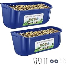 2Pcs Hanging Poultry Feed Trough, Poultry Feeder & Waterer, Large Capacity Bucket Feeding Container for Chickens Ducks Geese Farm Animals