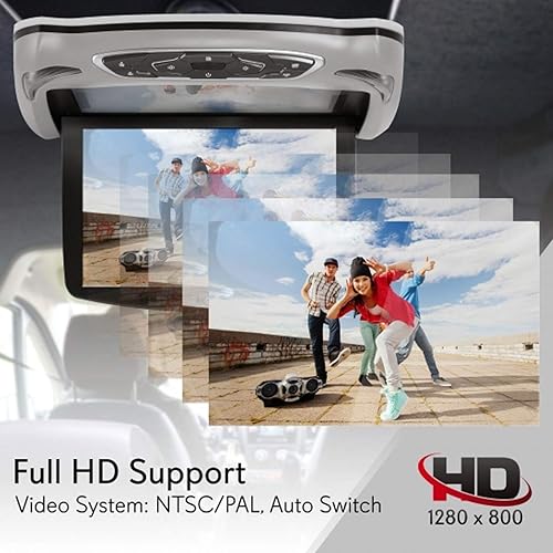 Miniatura 4 de Consola Pyle para techo de coche, con pantalla LCD abatible, panel de control con reproductor de TV HDMI con transmisor IR integrado para