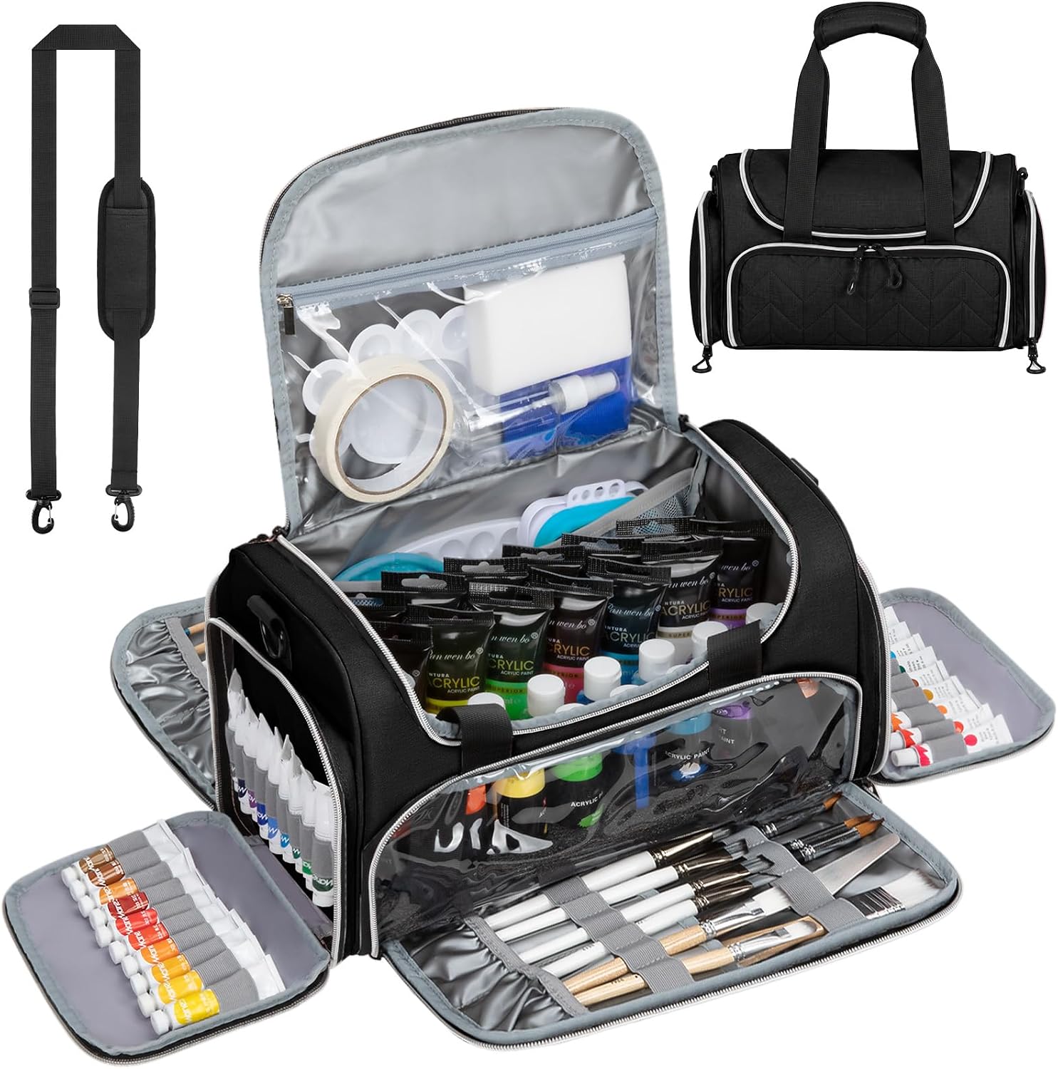 Acrylic Paint Storage Bag Holds 32 Bottles (2 oz) Acrylic Paints