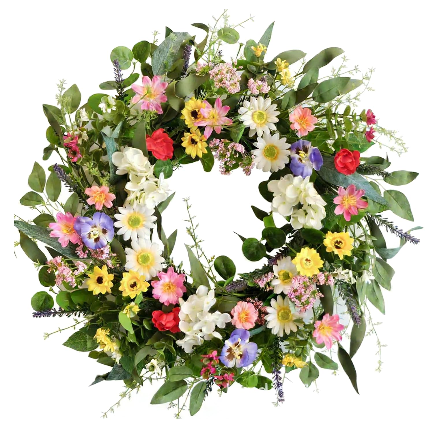 Türkränze Frühling für Haustür, Künstlich Blumenkranz Türkranz Ganzjährig, Groß Frühlingskranz Sommerkranz Frühling Deko Kränze für Außenbereich Wand Hochzeit Heimdekoration (Stil A)
