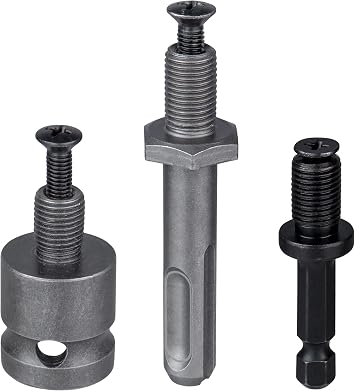 Yakamoz 3pc Drill Chuck Adapter - 3 / 8-24 UNF Mount Thread، 1/4 "Hex Shank for Impact Driver | SDS-Plus Shank for Rotary Hammer Drill | 1/2" Drive Female Adapter for Air Impact Wrench