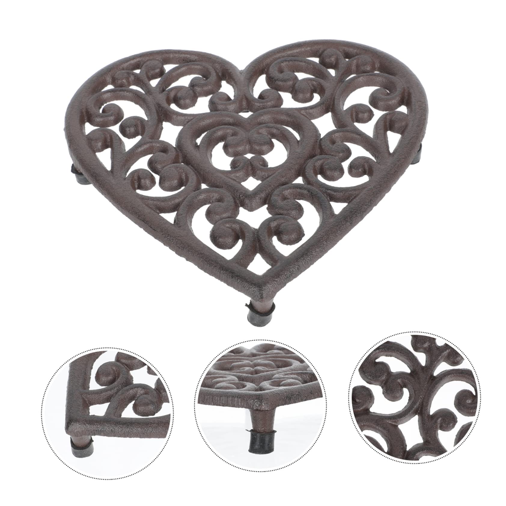 Sottopentola a Forma di Cuore in Ghisa Marrone, 1 Pezzo