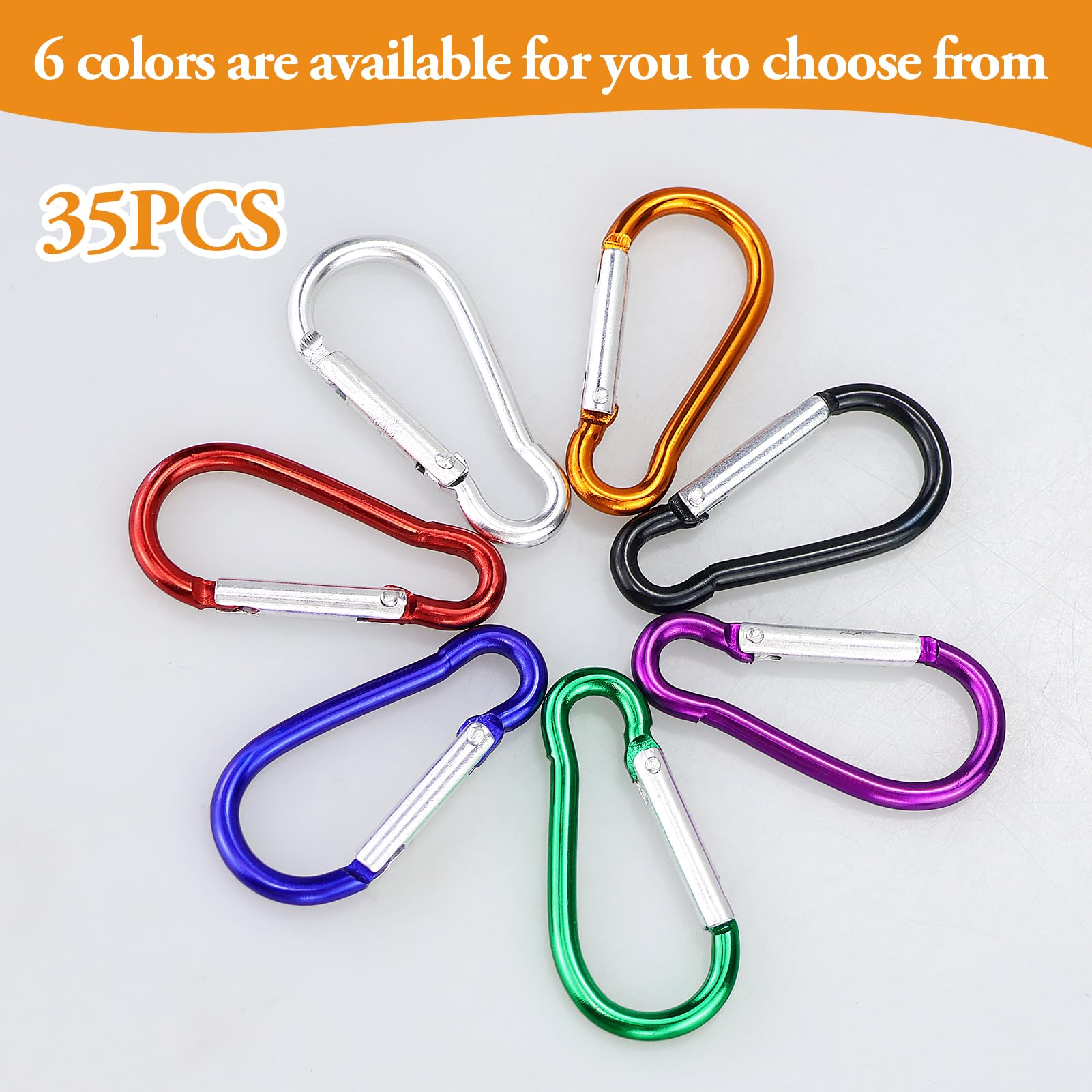 35pcs Piccolo Moschettone, 46 x 2,2 cm Portachiavi in Alluminio Mini Moschettoni, Per Zaini, Campeggio, Tenda, Viaggio, Pesca, Guinzagli Per Cani