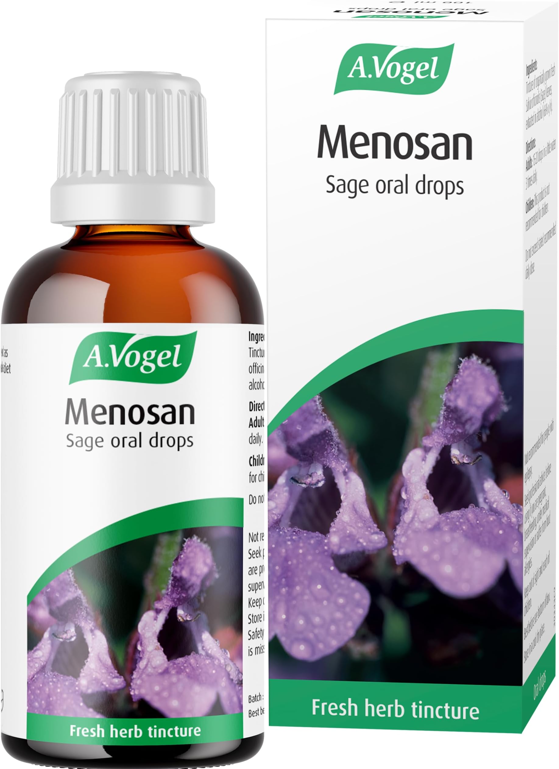 A.Vogel Menosan Sage Drops | Extracts of Organically Grown Fresh Sage | Herbal Food Supplement | Suitable for Vegans | 100ml