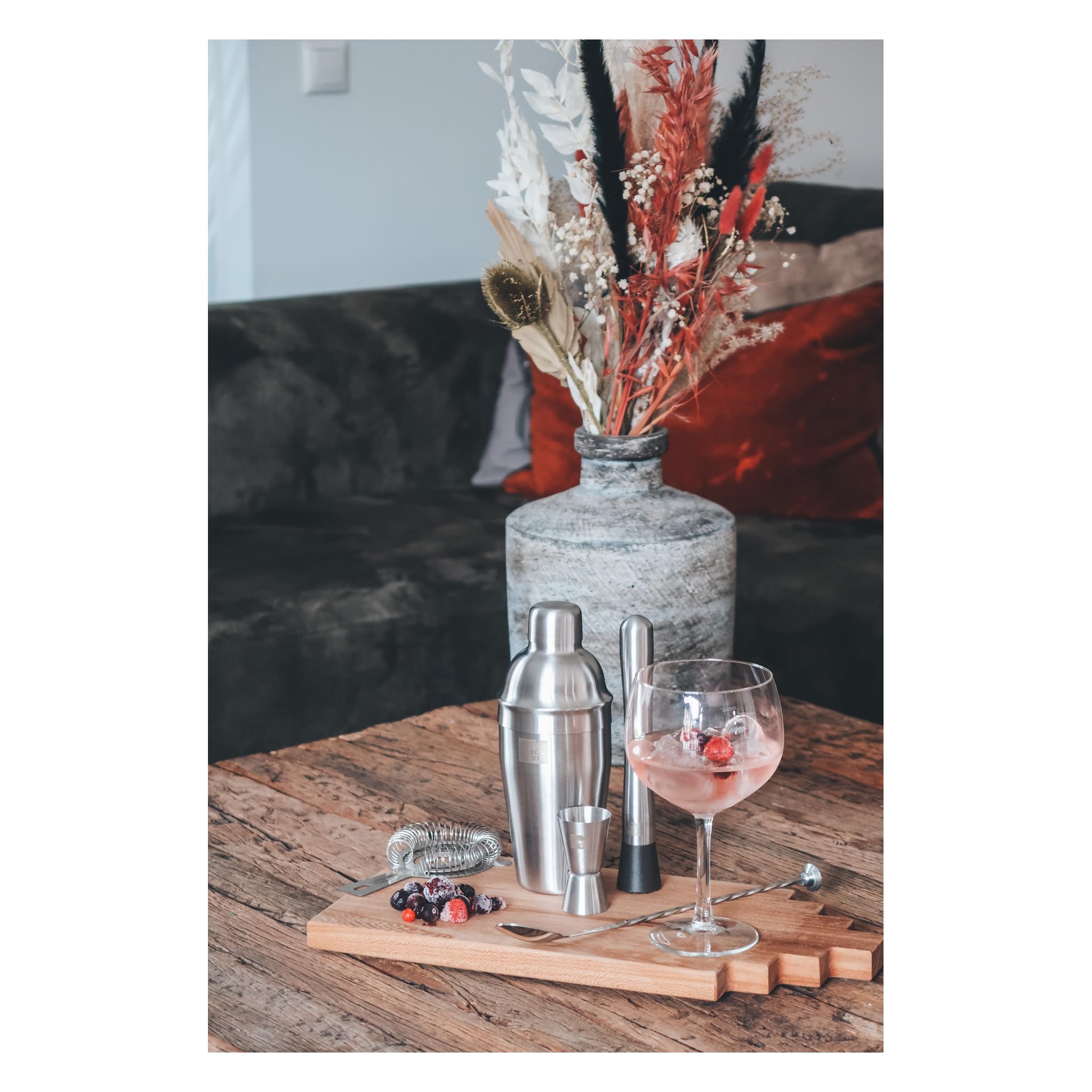 Vacu Vin Bar ve kokteyl kaşığı, bar kaşığı, gümüş, 27,7 x 3,4 x 2 cm
