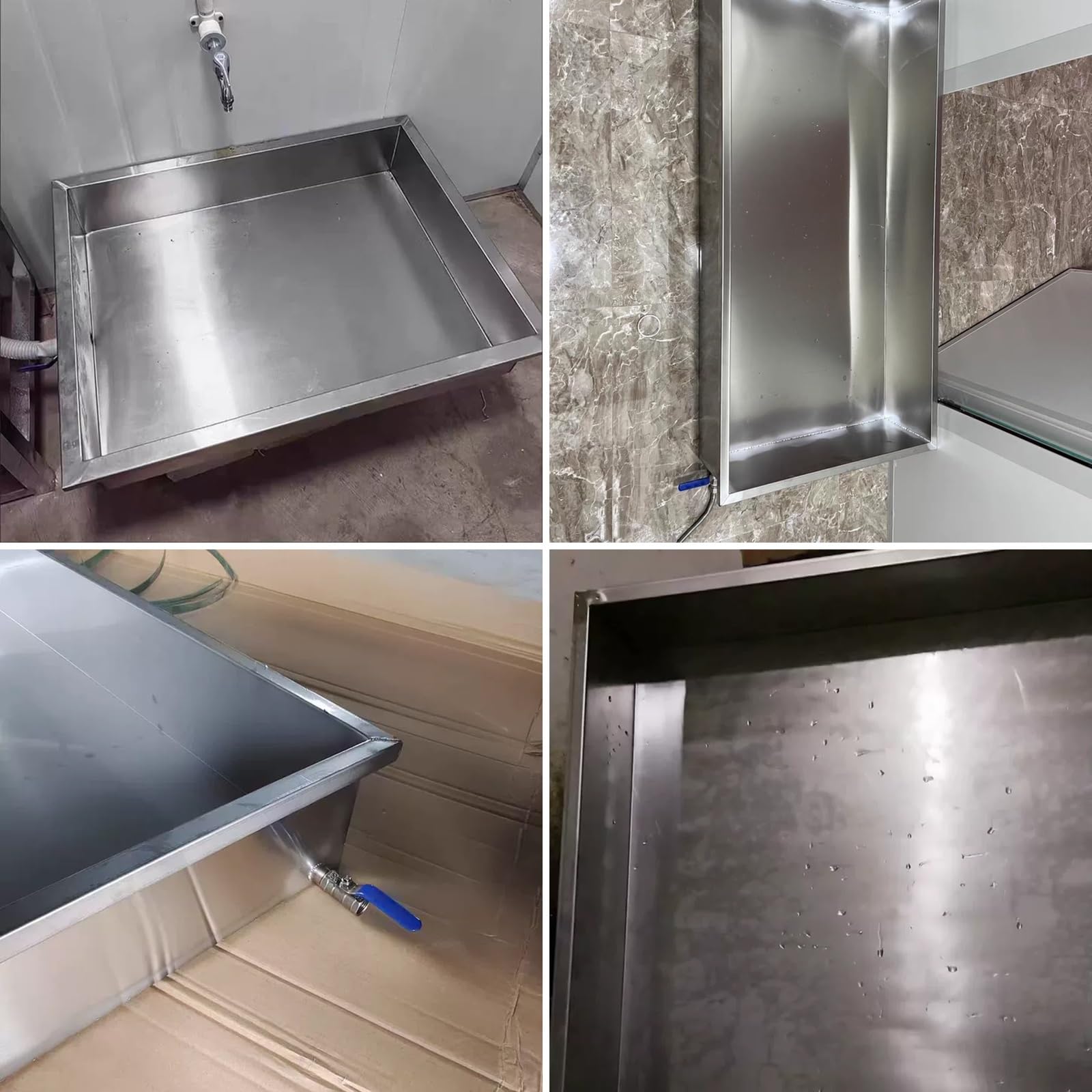 Bandejas Acero Inoxidable 304 para Macetas, Recogedor Aceite Coche, Bandeja de Goteo de Aceite para Plantas en Maceta, Aire Acondicionado y Cocinas(80x60x15 cm/31x24x6 in)