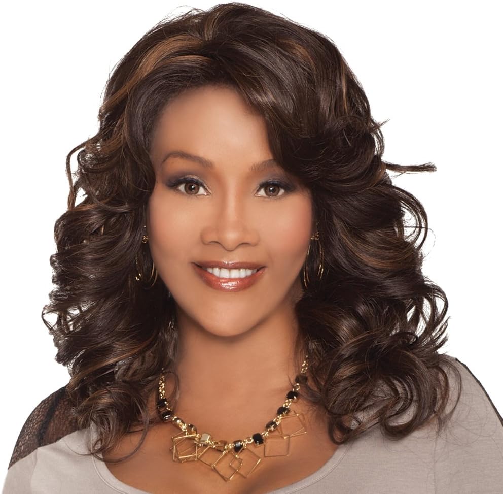 GOLDIE-V Deep Lace Front Wig, 18" Curly Layered Style (1B Off Black)