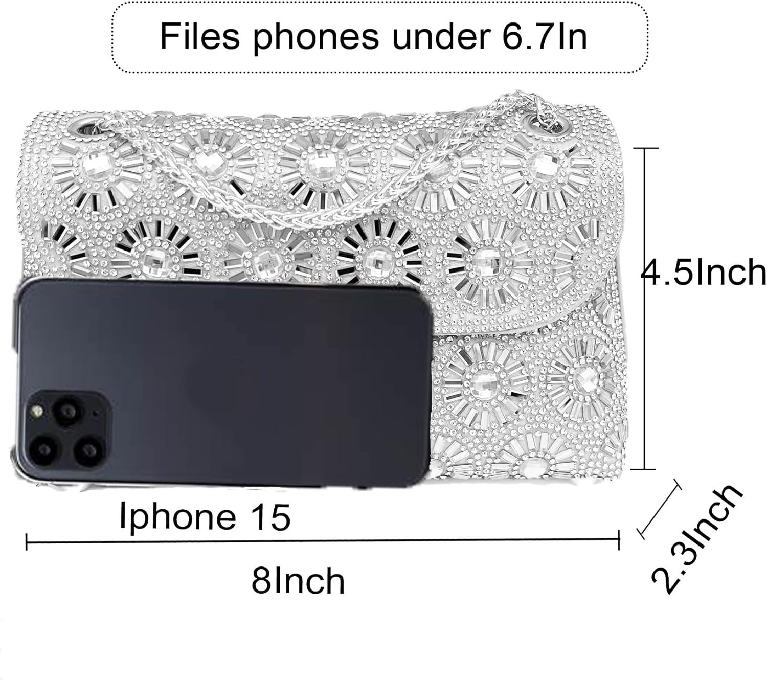 Flower Rhinestone Crystal Clutch Purse Shoulder Bag Sparkling Evening Bag for Wedding Prom Party Bride Guest