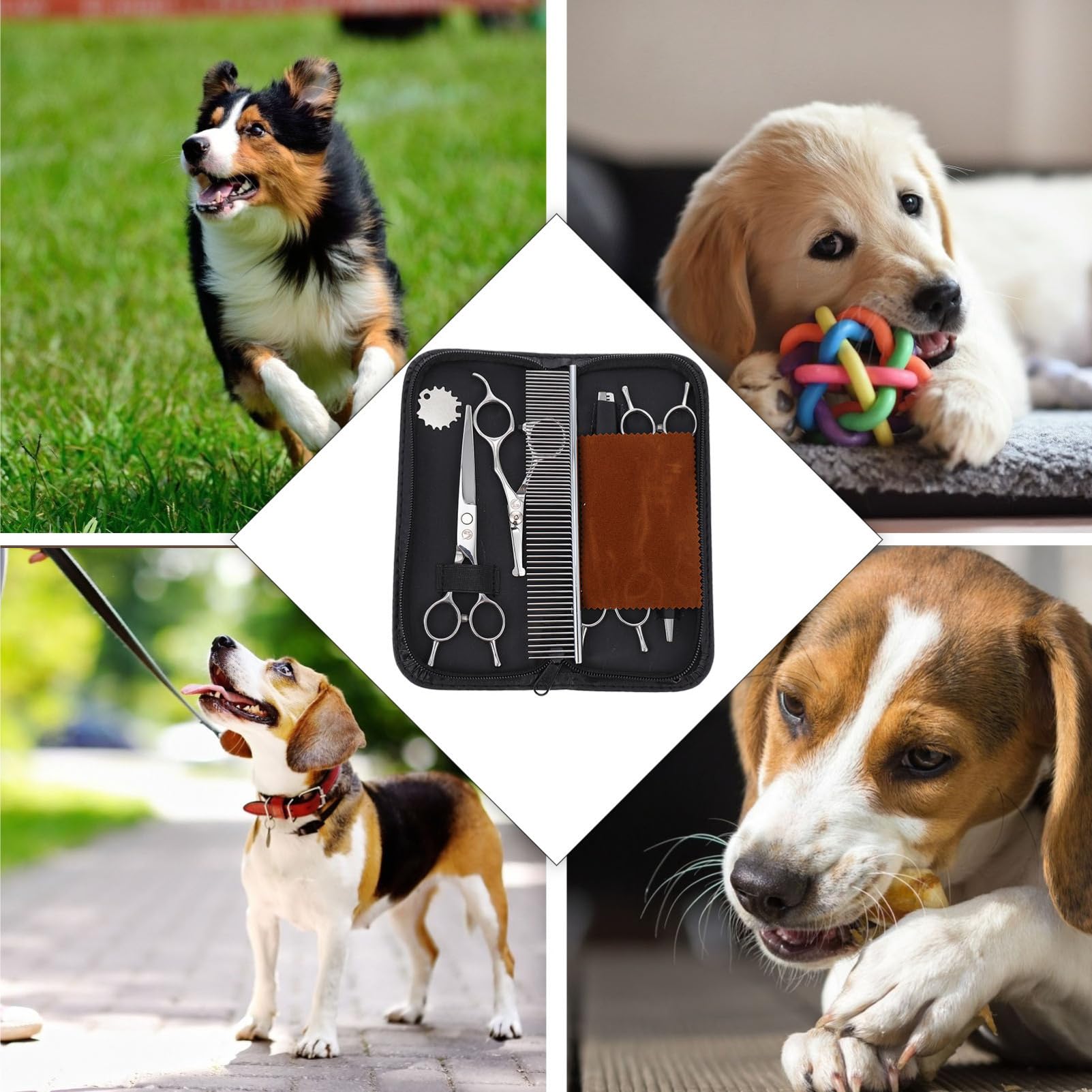 POPETPOP Ciseaux de Toilettage pour Chiens Kit de Coupe de Poils Ciseaux de Coiffure pour Animaux de Compagnie Tondeuse de Coiffure de Coupe pour Chiens