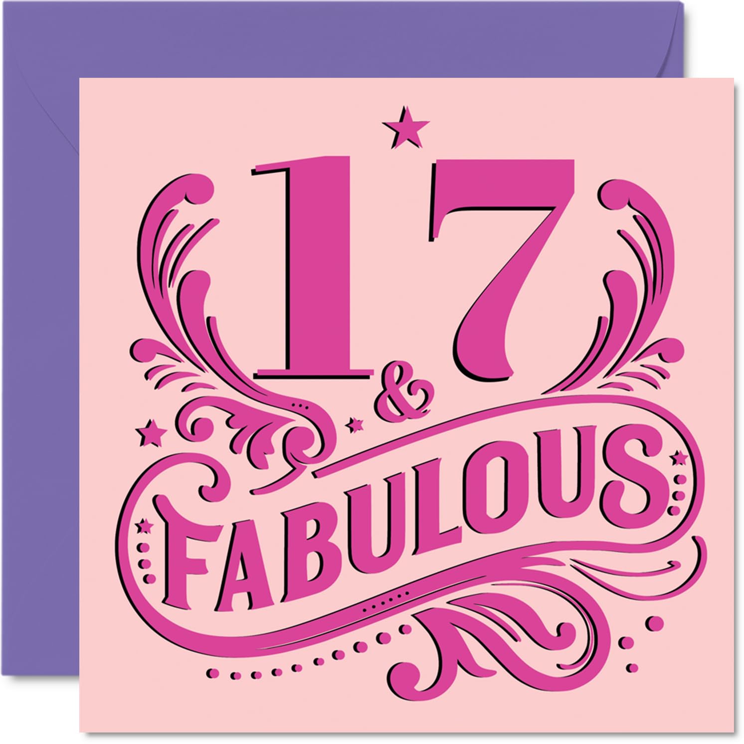 17th Birthday Cards for Girls - Fabulous - Happy Birthday Card for 17 Year Old Girl Great Niece Granddaughter Step Daughter Daughter, 145mm Bday Greeting Cards