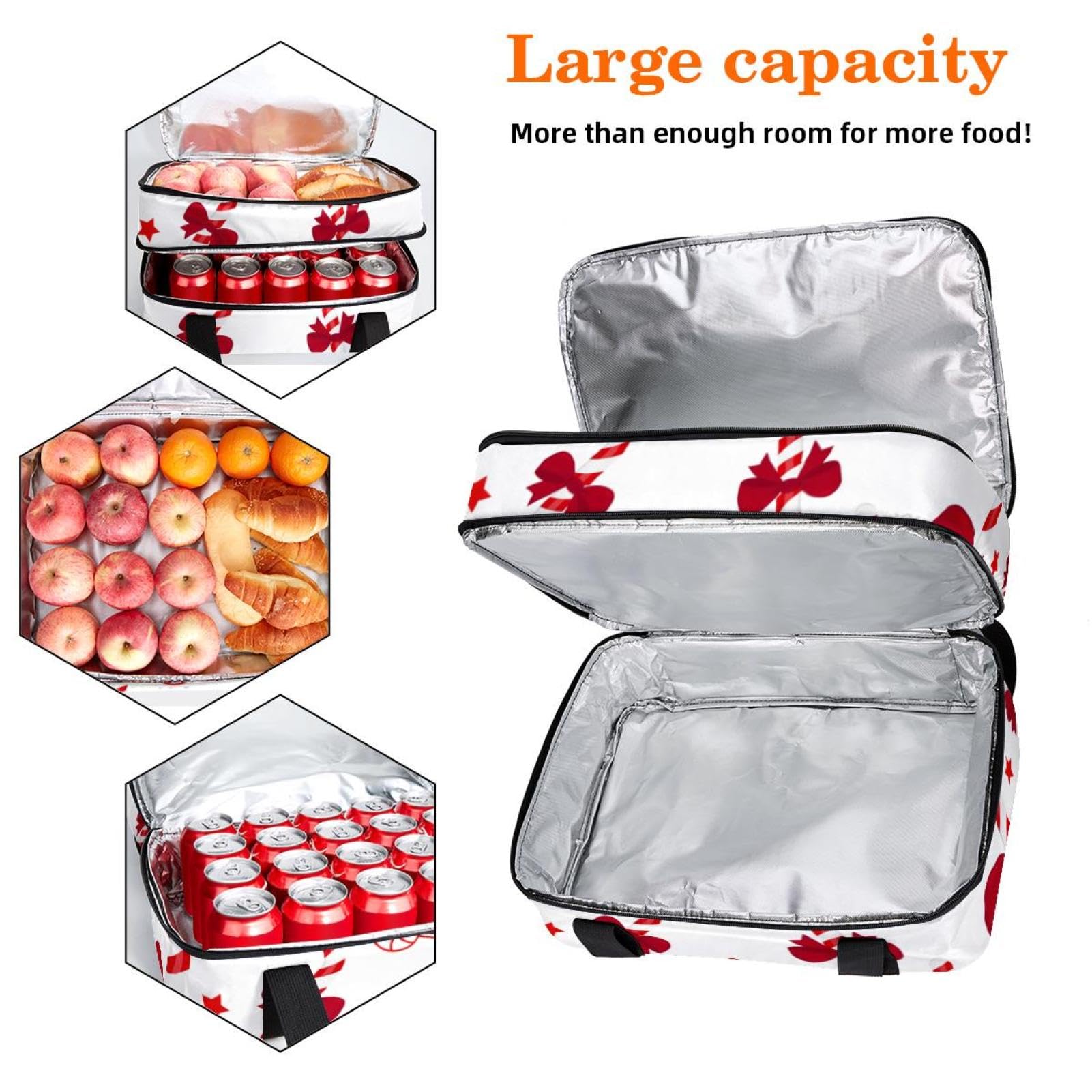 Grand sac à déjeuner isotherme pour homme et femme, double couche, étanche, étanche, réutilisable, sac fourre-tout pour le travail, l'école, le pique-nique, la plage, le camping, les voyages, motif