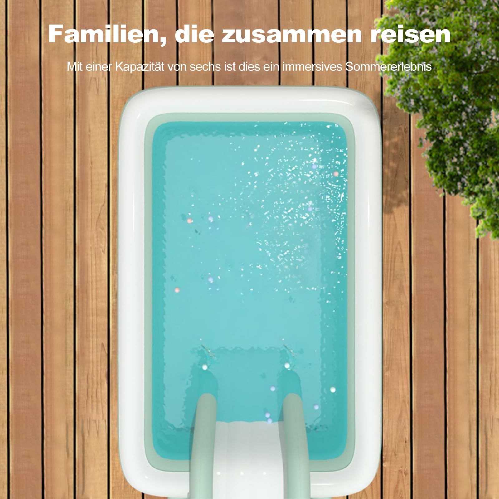 Ergocar schattiges Sommerschwimmbad. Das aufblasbare Außenschwimmbecken verfügt über eine eingebaute Rutsche. Oberirdische Schwimmbecken für Kinder und Erwachsene.