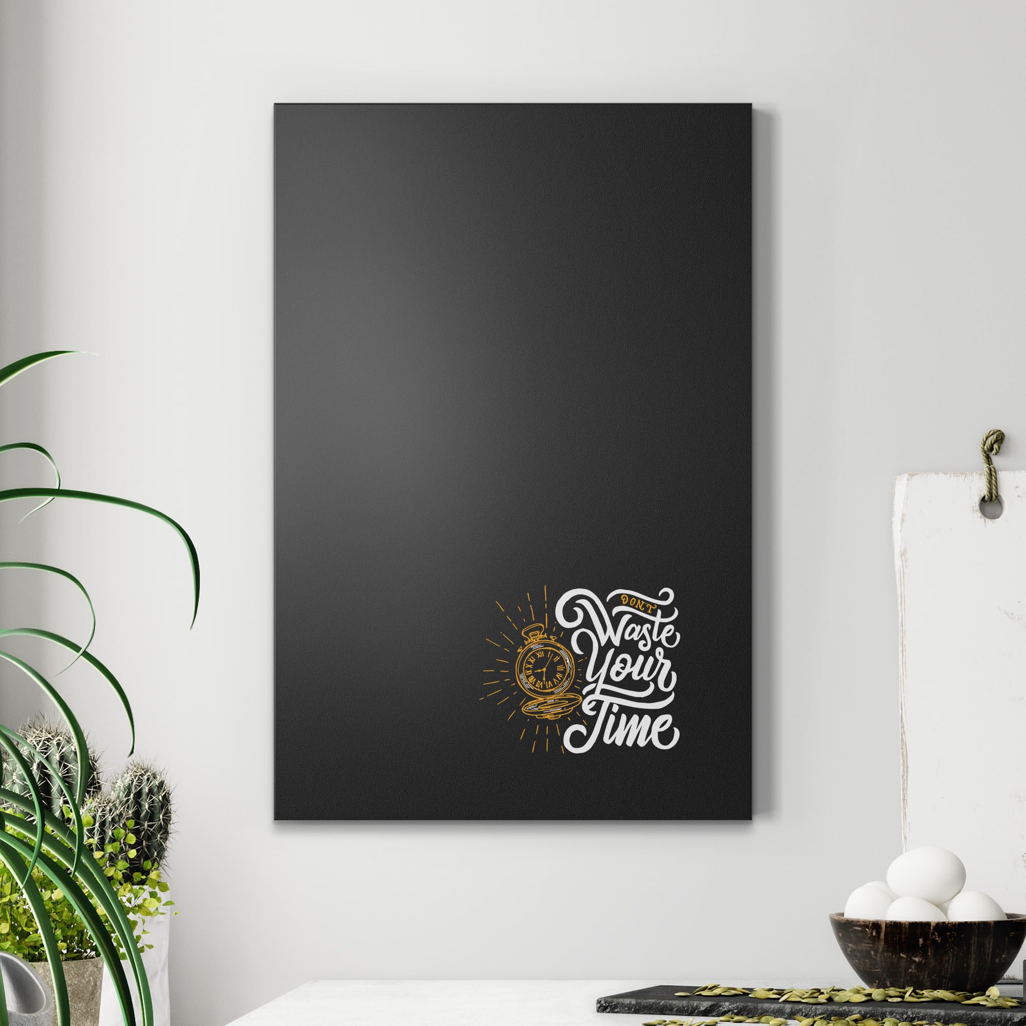 DEQORI Magnetische Kreidetafel mit UV-Druck | Motiv Zeit ist kostbar | Design rechteckig 40x60 cm | Kreide Metalltafel beschreibbar – Wanddeko für Küche, Flur, Kinderzimmer & Büro