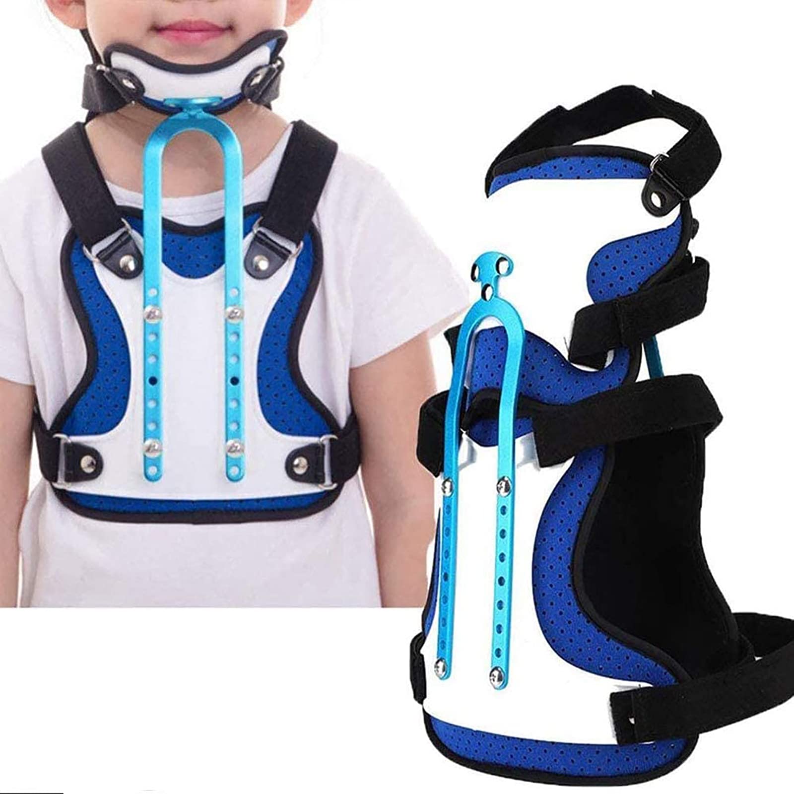 Orthèse Thoracique De La Tête Et du Cou pour Enfants Collier Cervical Appareil De Rééducation pour Chirurgie Cervicale, Appareil De Rééducation pour Le Cou À Traction en U Réglable