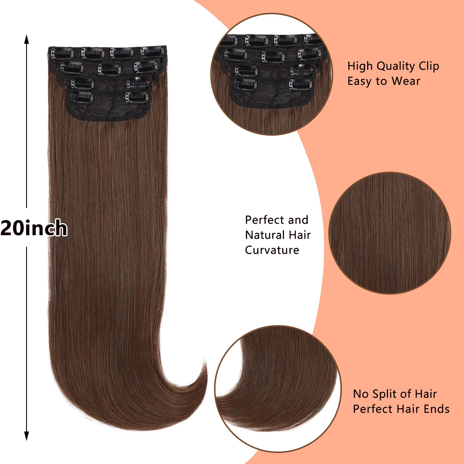 Mscat Clip in Hair Extensions - 4pcs Synthetic Thick Long Straight Layered Hair Extensions - Invisible Lace Weft for Women - Image 3