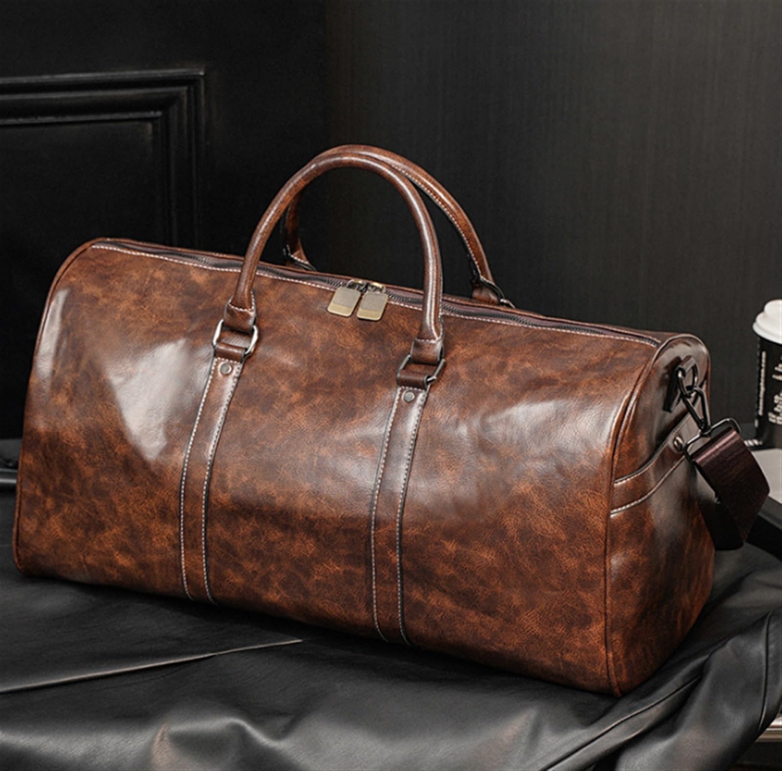 Bolsa De Viaje Petate De Viaje Resistente Al Agua Piel Sintética Vintage 20 Pulgadas/Bolso Gimnasio para Hombres Y Mujeres Maleta Mano