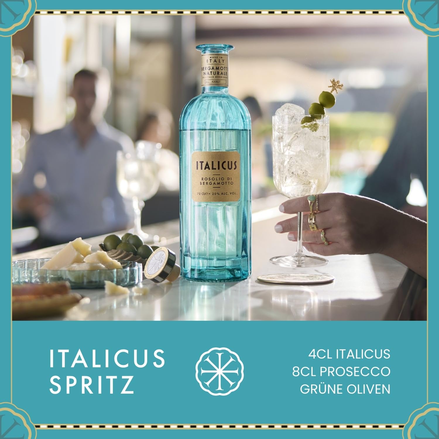 ITALICUS Rosolio di Bergamotto Likör, Geschenk-Set mit 2 Gläsern, Aperitif aus Bergamotte für Cocktails & Spritz, Premium Likör aus Italien, 1 x 0,7 L