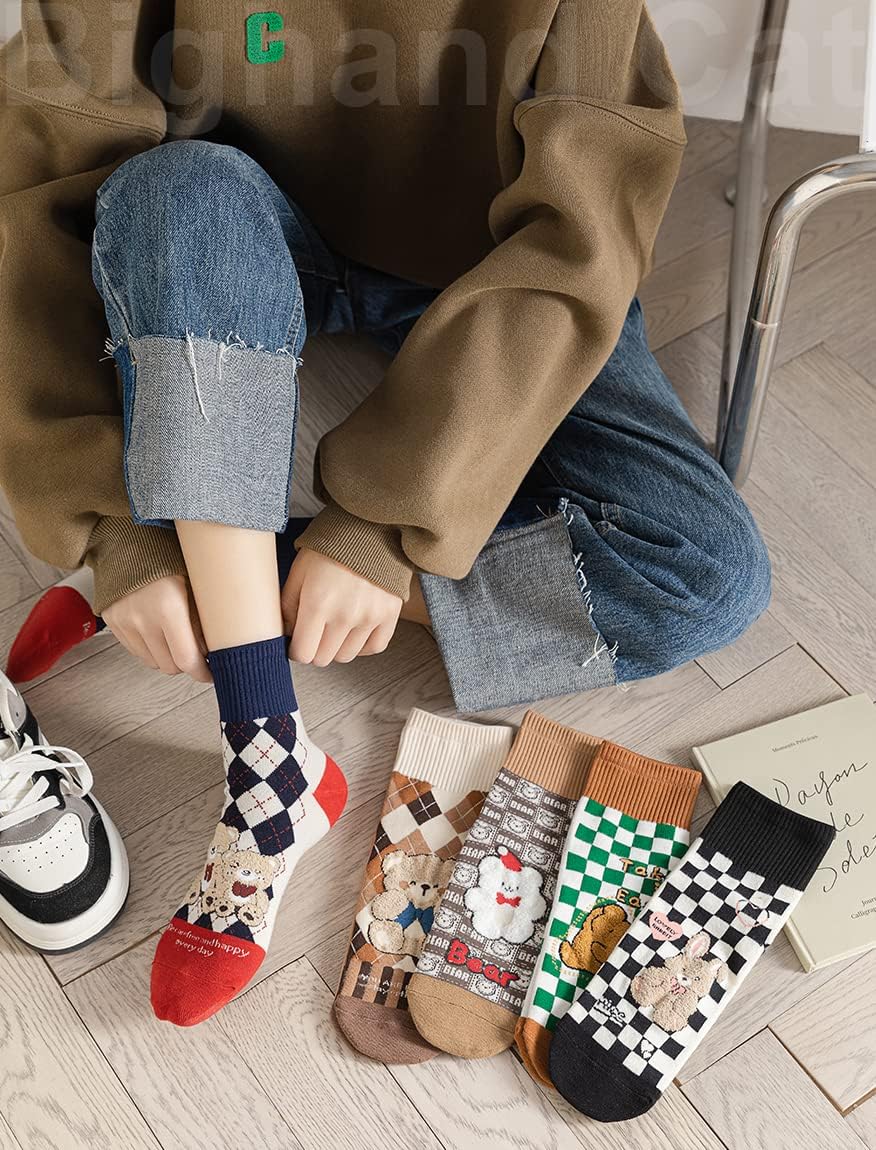 IIG 3-6 Pairs Womens Cute Animal Patterned Funny Novelty Cotton Crew Socks - Image 6