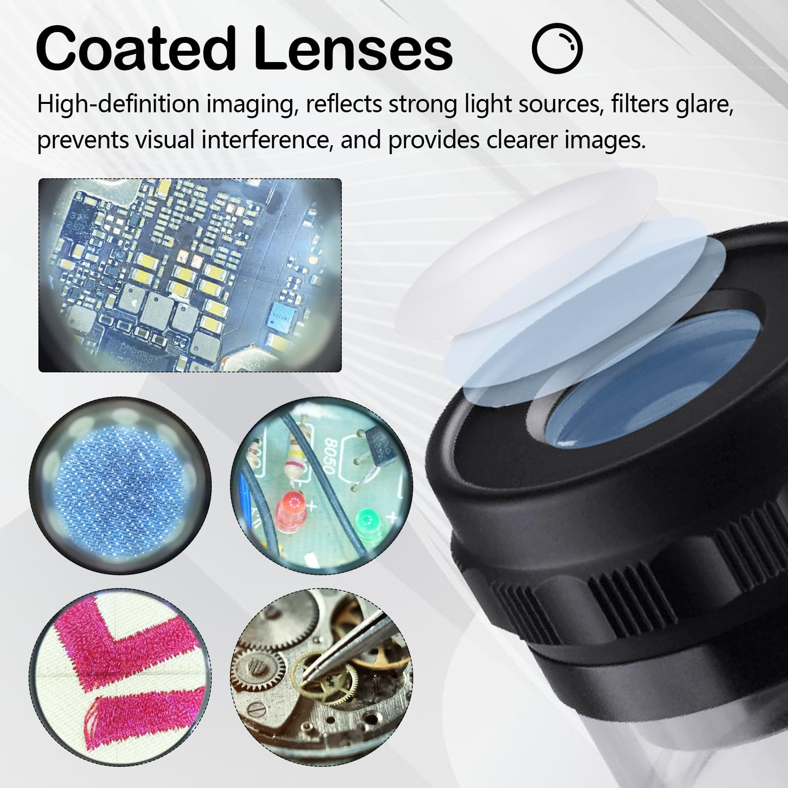 Lupa de Joyero, Lupa de Aumento portátil 10x con 8 Luces LED y Escala de Vidrio de 3 Recargable Campo de Visión de 25 mm para Joyería, Gemas, Monedas, Herramienta de Hobby