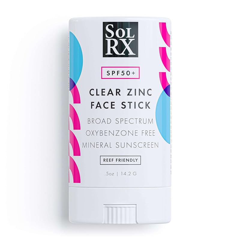 SolRX Protetor Solar Facial Mineral em Bastão SPF 50 com Óxido de Zinco, Transparente e Não Oleoso, 14 g