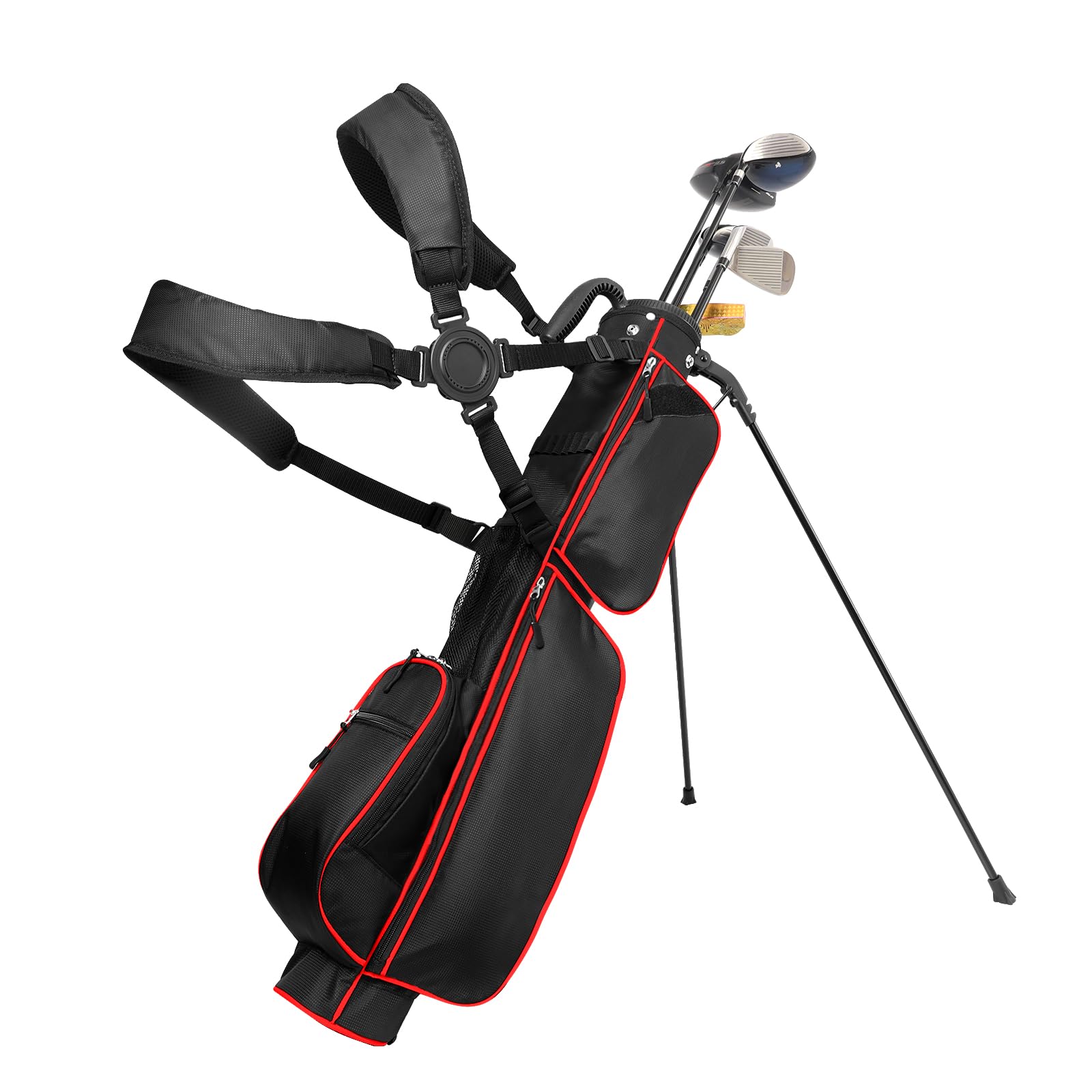 Golf Bag Lightweight Carry Bag, Dual Strap Golf Stand Bag with 6 Pockets, Lightweight Small Golf Bag for a Few Clubs and Rain Cover Hood