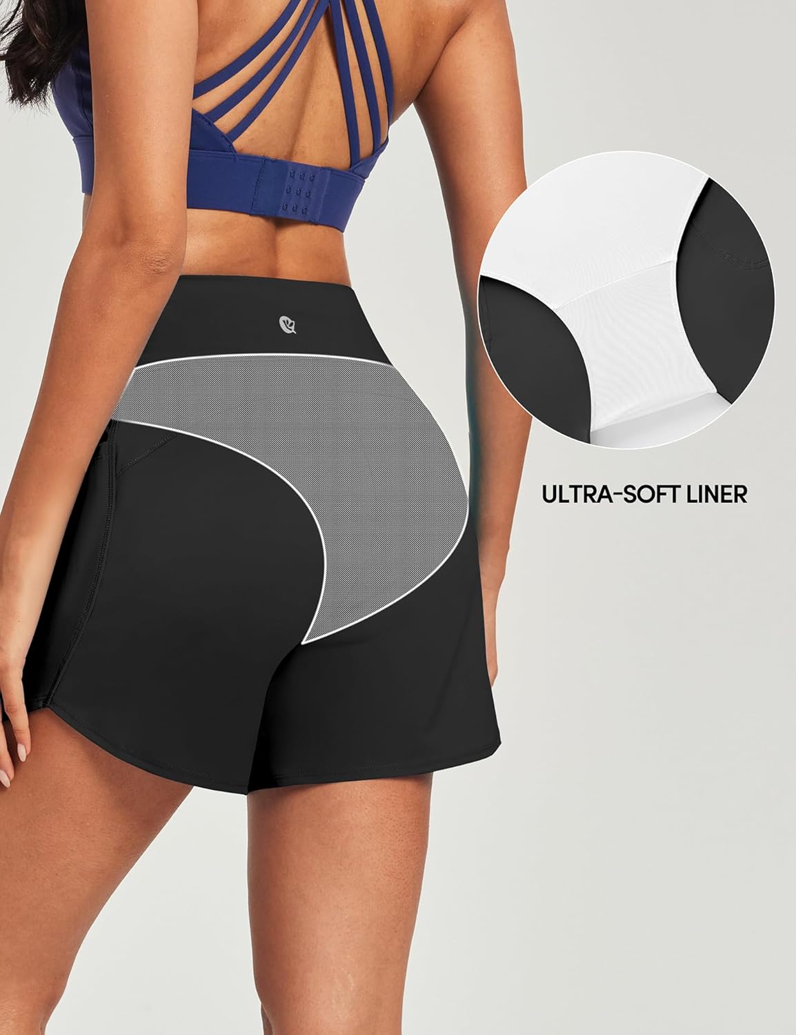 IUGA 5'' Swim Board Shorts Women High Waisted Beach Shorts for Women Quick Dry UPF 50+ Swimsuit Bottoms with Liner - Image 2