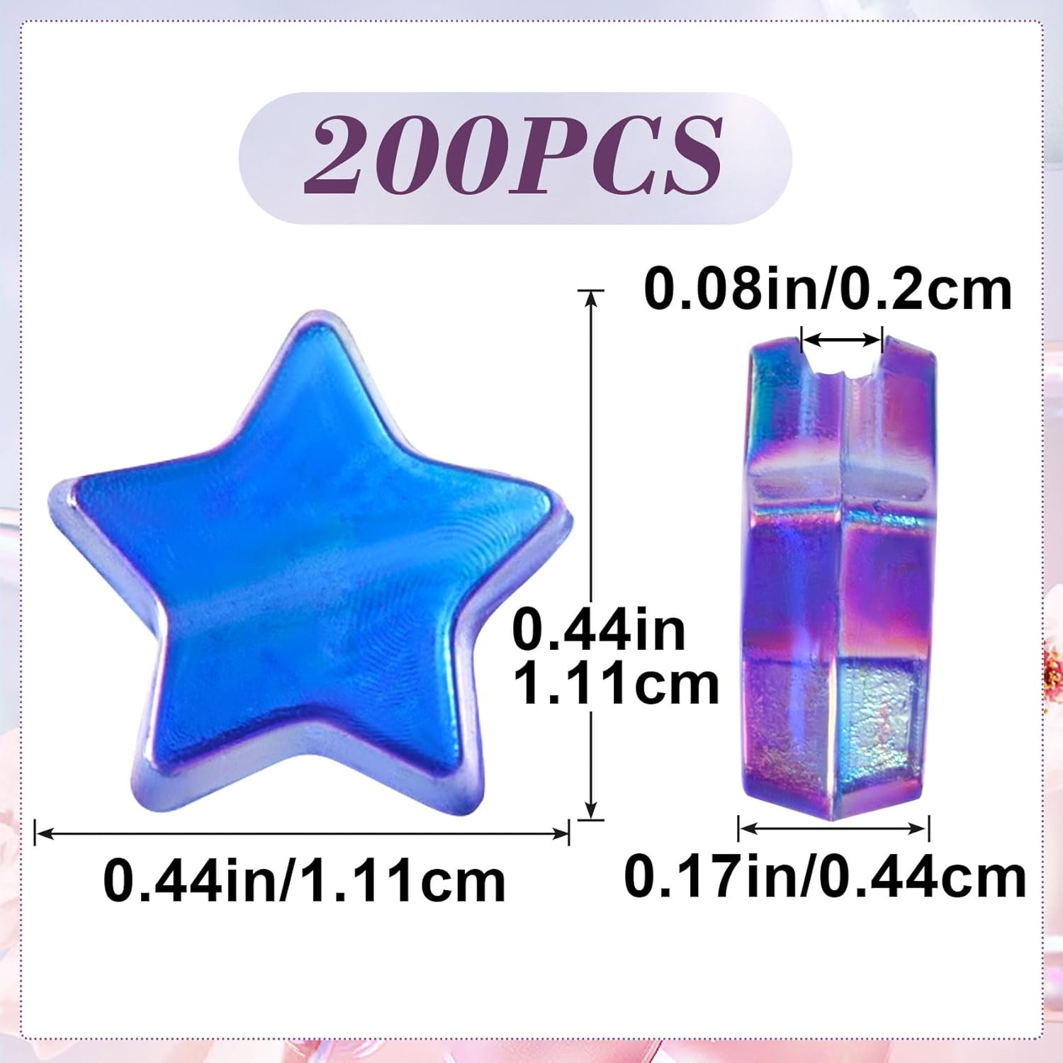 OIIKI 200 PCS Acrylic Star Shape Beads, Star Shape Charming Bead, Acrylic 11mm Beads for DIY Jewelry Craft Making Necklace Bracelet Supplies - Dark Blue - Image 2