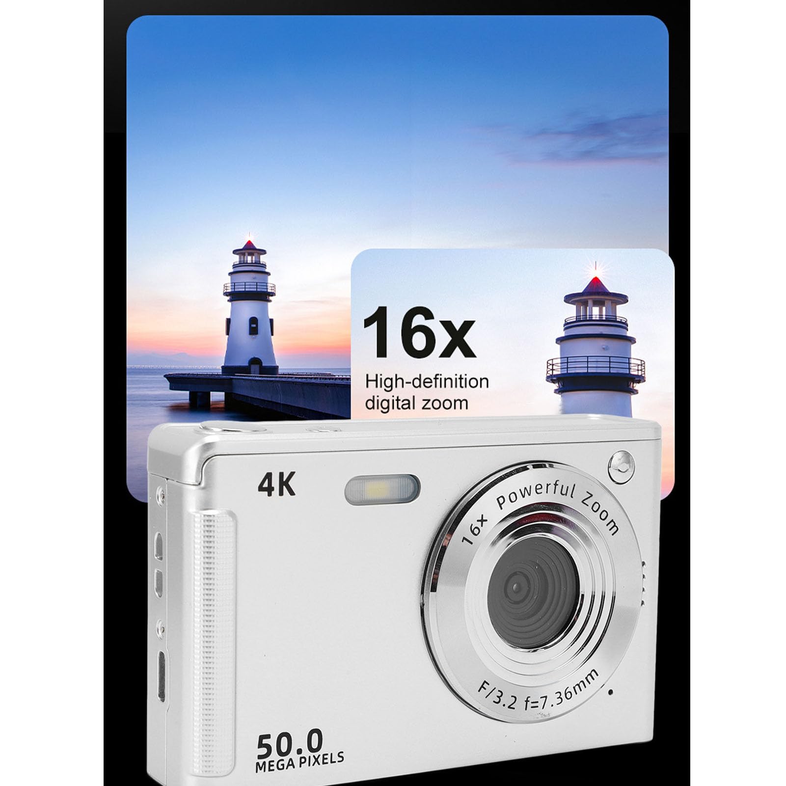 Amazon | デジタルカメラ、4K 50MPコンパクトデジタルカメラアンチ