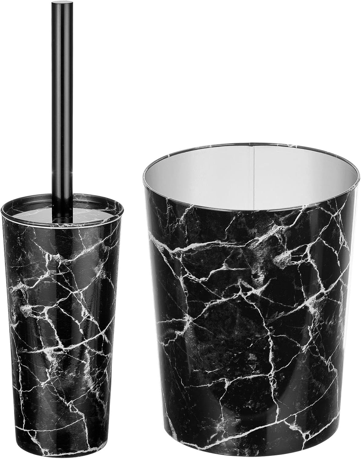 mDesign Stainless Steel/Plastic Toilet Bowl Brush/Holder and Round 1.7