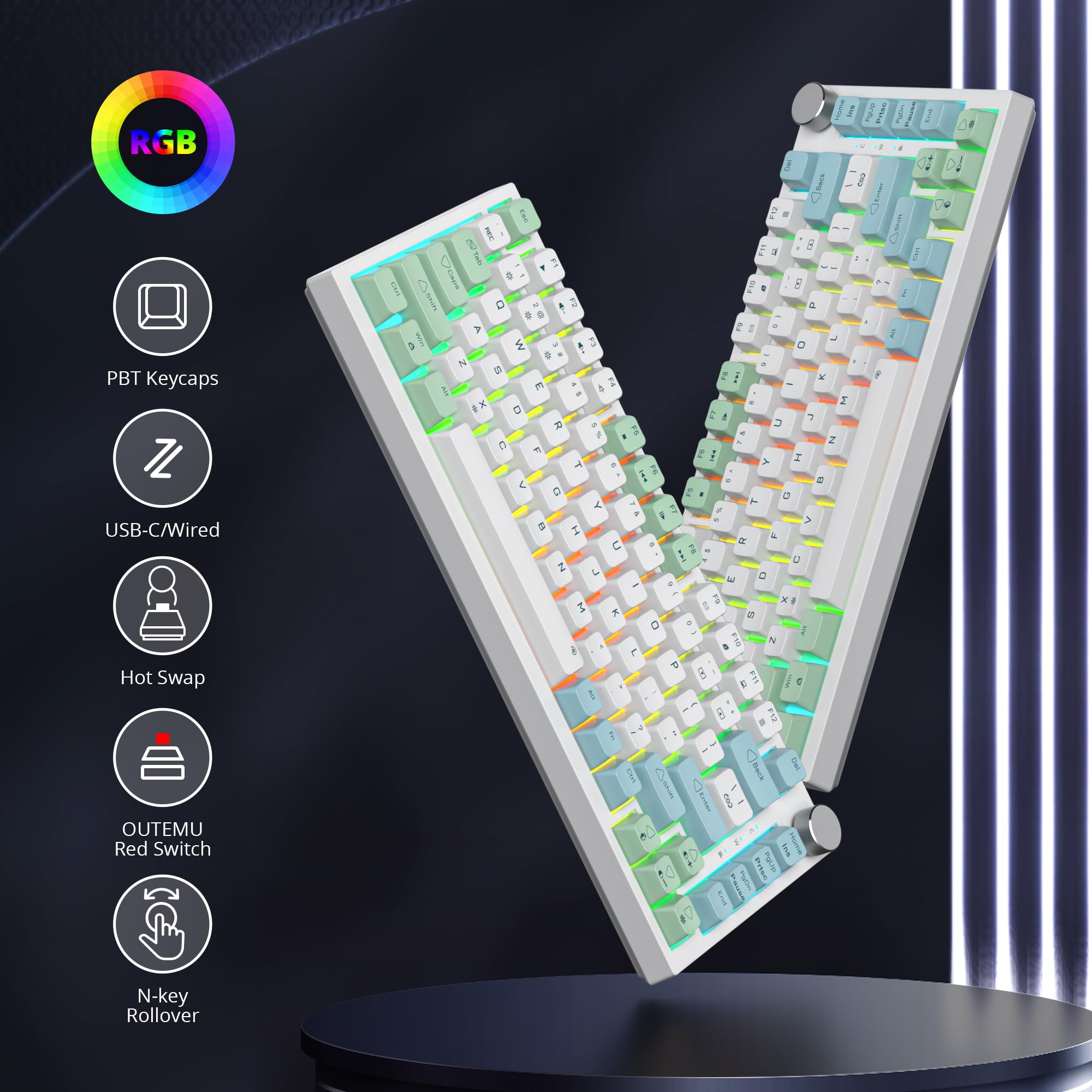 SOLIDEE Bedraad 75% Hotswappable Mechanisch Gaming Toetsenbord,met Rod