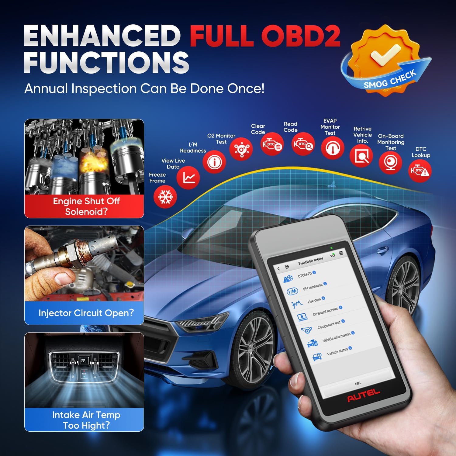 Autel MD906 PRO showing enhanced full OBD2 functions