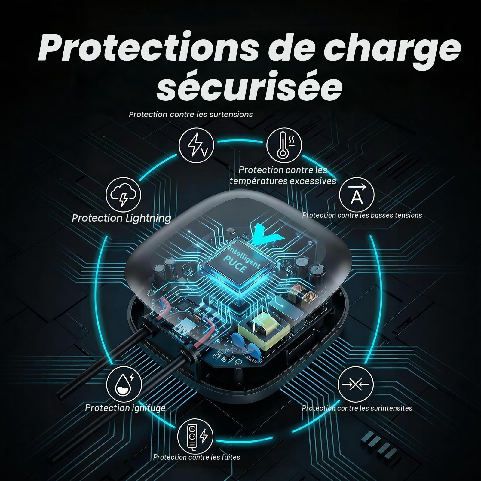 VDLPOWEREU Borne de Recharge Véhicules Électrique 7kW avec APP, Cable Type 2 6m, Wallbox 7kW, Borne de Recharge Monophasé 32A, Chargeur Voiture Electrique avec RCD Type A, IP67, pour BEV/PHEV