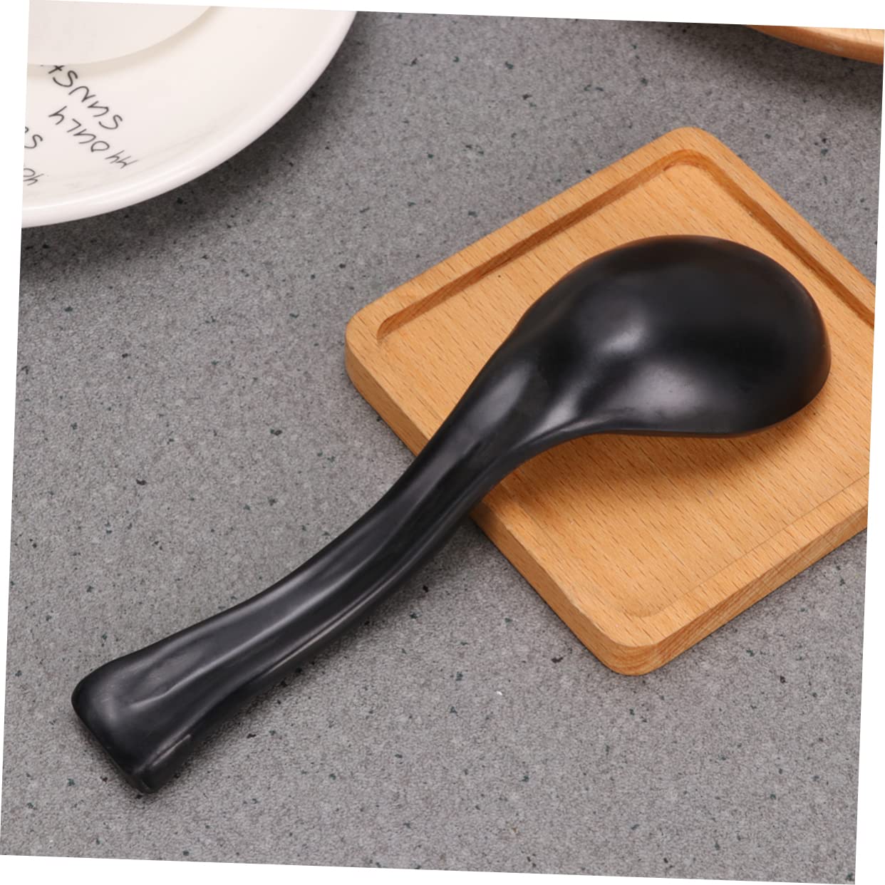 NAMOARLY 6pcs Soup Spoon Ramen Pho Spoon Porridge Melamine Spoons Chinese Won Ton Spoons Chinese Tableware Rice Spoon Asian Chinese Spoons Melamine Dinnerware Small Spoons Table Spoon Black