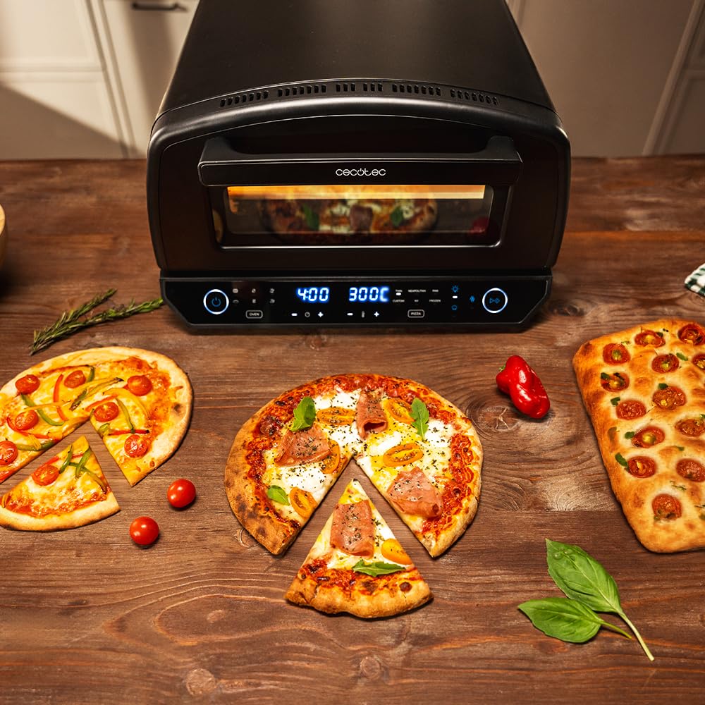 Cecotec Wielofunkcyjny piekarnik do pizzy i co 500 Max 2200 W, 13 l, wyświetlacz LED, temperatura 60º-500 °C, funkcje specjalne, podwójna wytrzymałość, rozmiar pizzy 13", akcesoria w zestawie