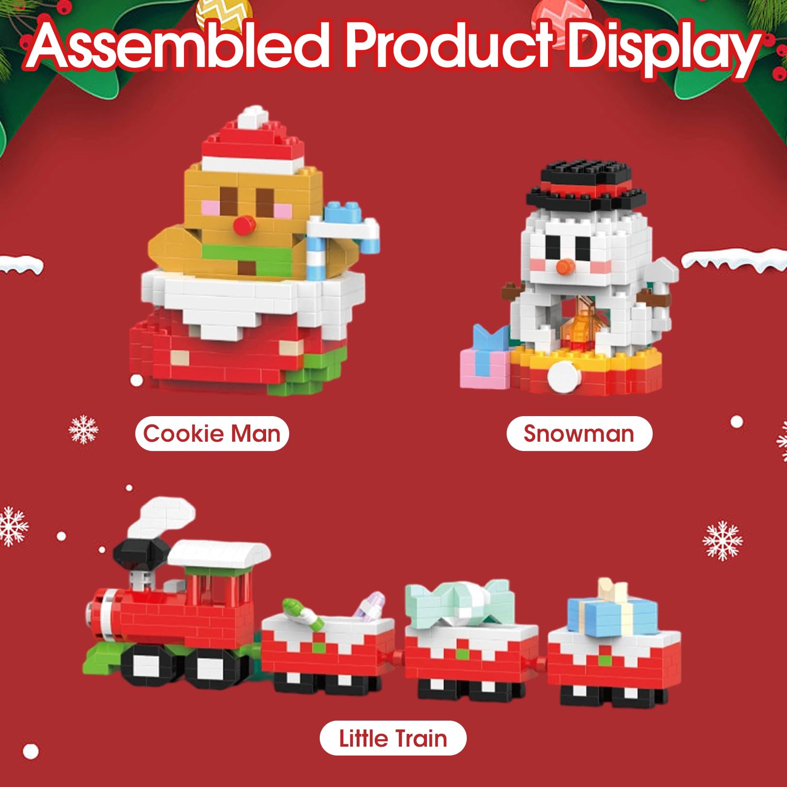 6Pcs Christmas Building Blocks Set, Christmas Theme Building Blocks Ornaments, Mini Building Figures - Image 4