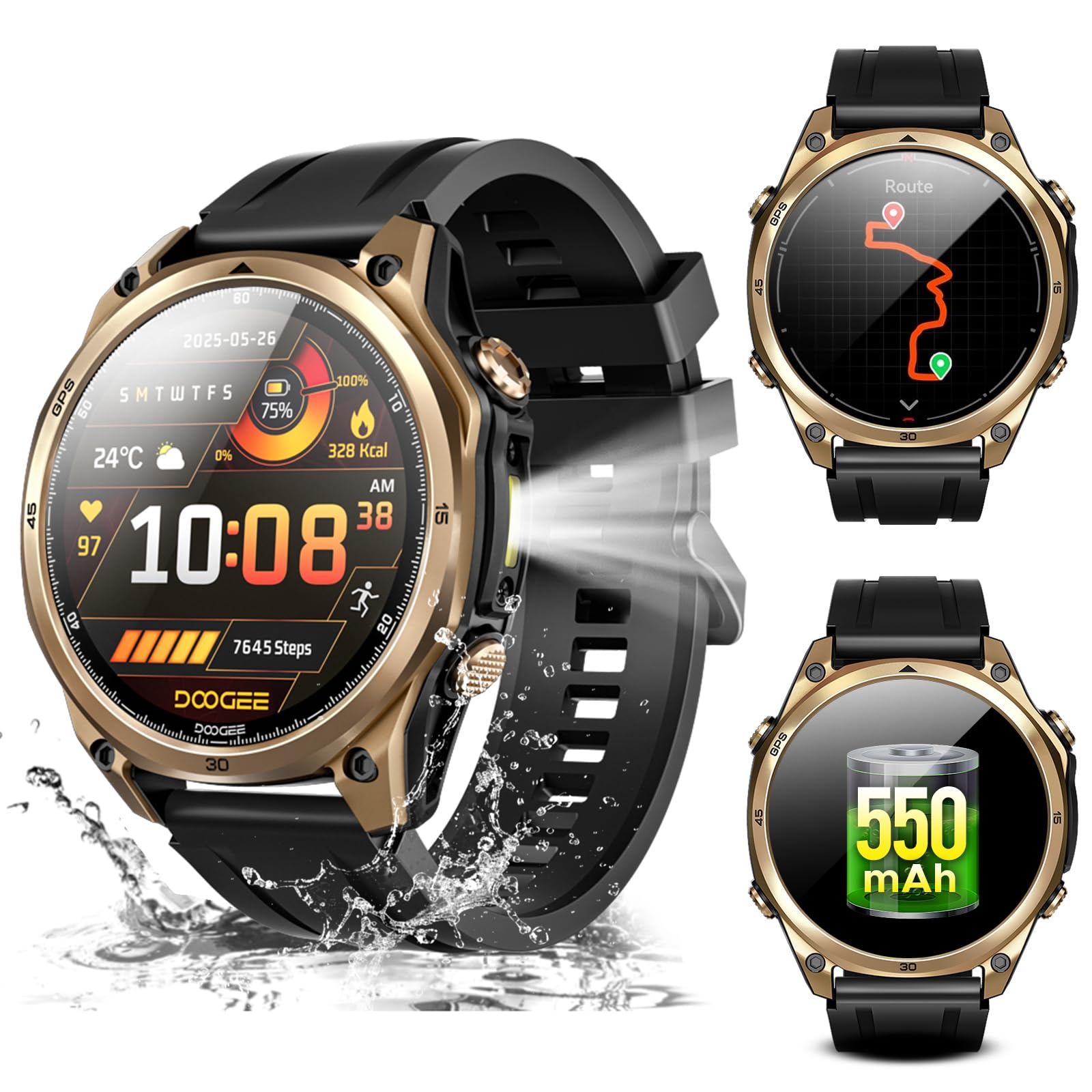 Anywise W1 AI Smartwatch Uomo,GPS Dual-Band Integrato,5ATM Impermeabile Militare Smart Watch,1.43" AMOLED Fitness Tracker Per Android iOS,170+Sports Modes,Answer/Make Call/12 Days Battery