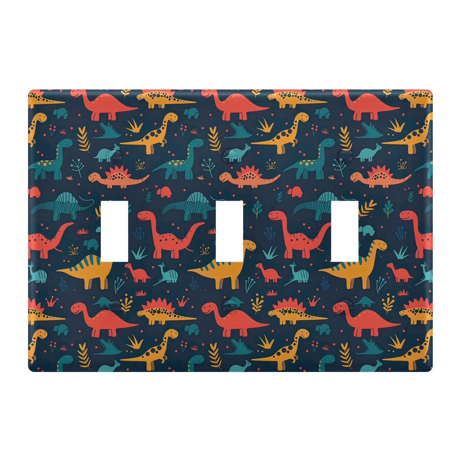 Light Switch Cover Cute Dinosaur Dino Wall Plates for Electrical Outlets 3 Gang 202b5365