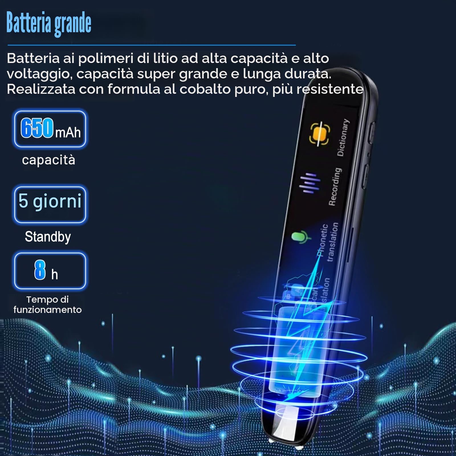 Traduttore Penna Traduttore Online 112 Lingue Scan Reader Penna per Dislessia Traduttore Portatile Multifunzionale Supporta Discorso e Scansione a Testo per riunioni, Apprendimento, Viaggi