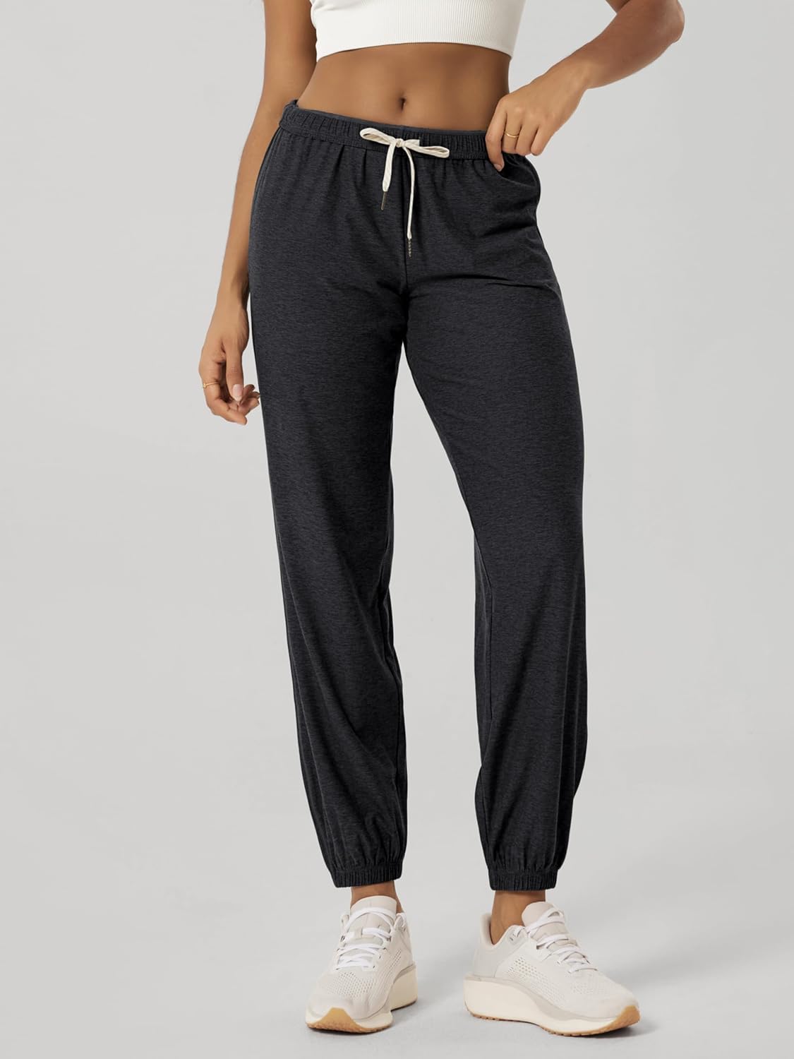 ODODOS Women's Performance Sweatpants - Ultra Soft odSTRATUM Tech Joggers Adjustable Mid Rise Pants with Pockets