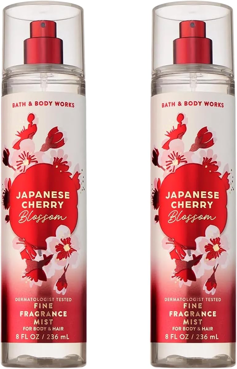 Niebla de fragancia fina de flor de cerezo japonés, spray corporal y perfume para mujeres, fragancia personal de larga duración, aroma floral icónico, 8 fl oz – 2 unidades