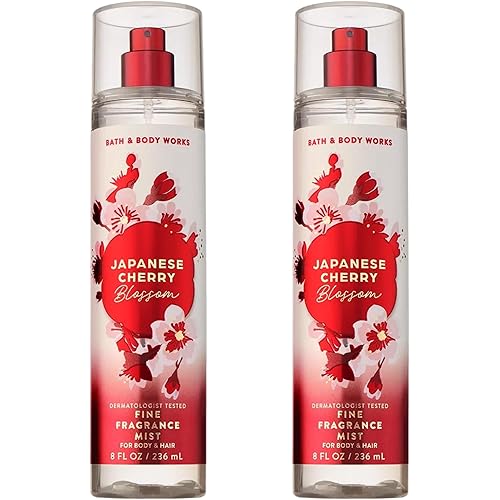 Bath & Body Works Japanese Cherry Blossom Fine Fragrance Mist, Body Spray & Perfume for Women, Long-Lasting Personal Fragrance, Iconic Floral Scent, 8 fl oz - 2 Pack
