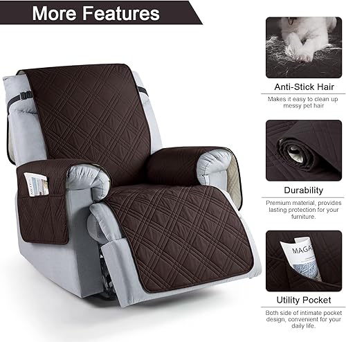 Miniatura 5 de TAOCOCO Funda para silla reclinable 100 impermeable fundas antideslizantes para silla reclinable con bolsillo funda lavable para silla reclinable
