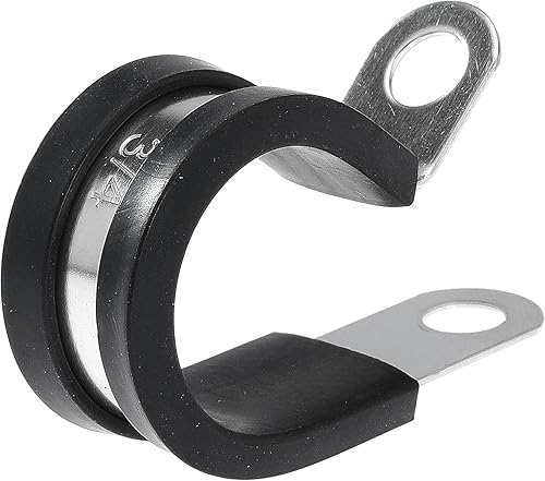 Miniatura 2 de Kit surtido de 12 abrazaderas de cable de acero inoxidable, con revestimiento de goma, aisladas, abrazaderas de metal para tubo, tubería o cable de