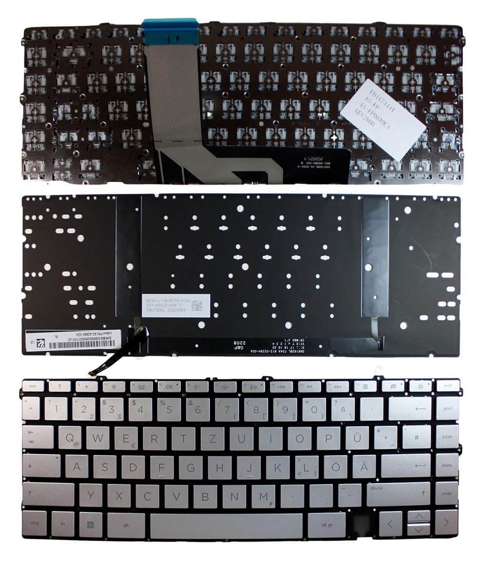 Clavier PC portable pour HP Envy 15-ep0082nf rétroéclairé silver allemand