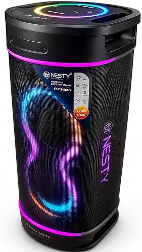 NESTY FK219 Spark 120W RMS Bluetooth Speaker with Wireless Microphone, RGB LED Lights, FM Radio & Remote Control