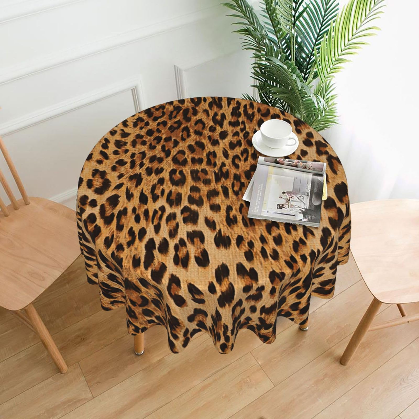 OKFSTY Leopard Print Print Round Tablecloth 60in for Wedding Elegant Polyester Cover for Party Reception Festive Dinner