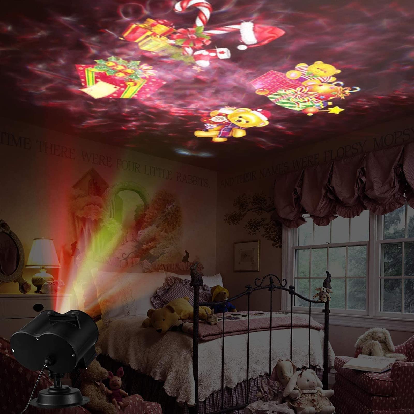 Lumières de projecteur d'halloween, lumière de projecteur de Noël Vague extérieure imperméable avec minuterie à Distance pour la décoration intérieure de fête d'anniversaire de Noël d'halloween