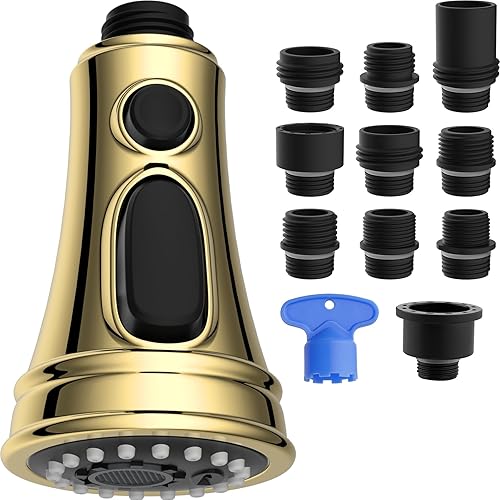 Vista 15 de Hibbent Repuesto de cabezal de grifo de cocina, certificado NSF/ANSI/CAN 61 y CUPC, boquilla de pulverización de grifo extraíble de 3 funciones, 15