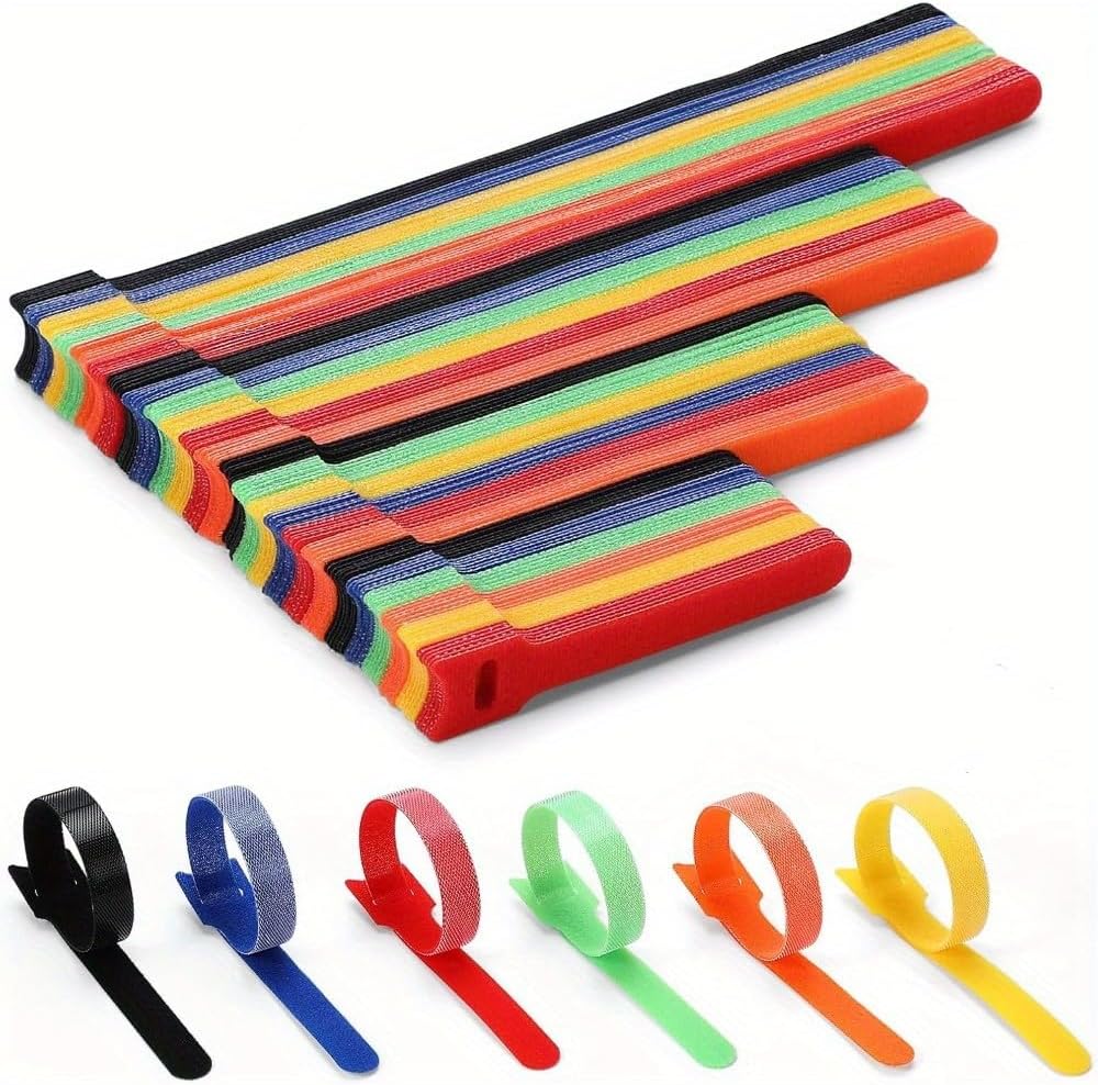 150PCS Cable Ties Reusable Hook And Loop Straps, 150 Pc Multi-Size 4/6/8/10 Inch, Multi-Colour Adjustable Cord Wraps For Home Office Garage, Multi, color